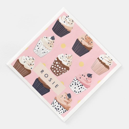 Monogramm Personalisierter Niedlicher Süßkuchen Serviette (Ecke)