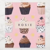 Monogramm Personalisierter Niedlicher Süßkuchen Weinetikett (Einzelnes Label)