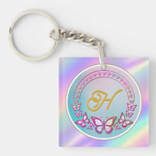 Monogramm personalisierter Schmetterling Schlüsselanhänger