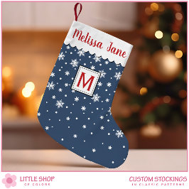 Monogramm personalisierter Schneeflocken Kleiner Weihnachtsstrumpf