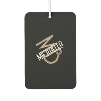 Monogramm personalisierter Schwarz-weiß-beigefarbe Autolufterfrischer