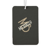Monogramm personalisierter Schwarz-weiß-beigefarbe Autolufterfrischer (Rückseite)
