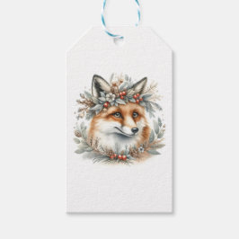 Monogramm Personalisierter Winter Fox-Blume Geschenkanhänger