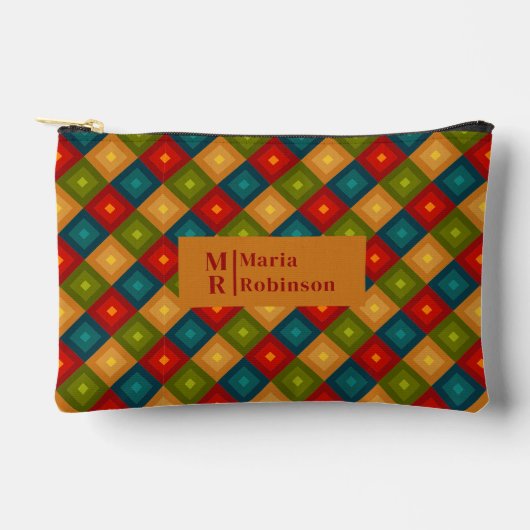 Monogramm personalisiertes Anfangsnamenquadrat Zubehörtasche (Vorderseite)