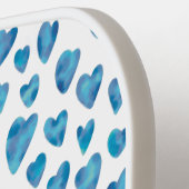 Monogramm Personalisiertes blaues Herz Pickleball Schläger (Linke Seite)