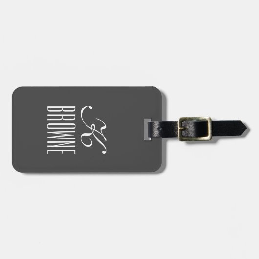 Monogramm | Personalisiertes Braun - und Weißdesig Gepäckanhänger (Vorderseite horizontal)