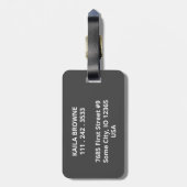 Monogramm | Personalisiertes Braun - und Weißdesig Gepäckanhänger (Rückseite vertikal)