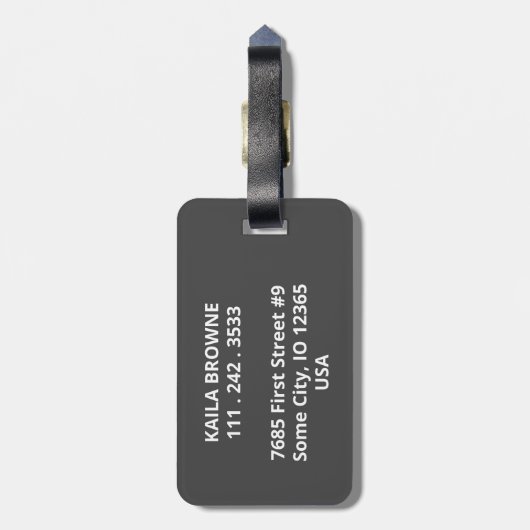 Monogramm | Personalisiertes Braun - und Weißdesig Gepäckanhänger (Rückseite vertikal)