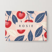 Monogramm-Personalisiertes Cherry-Leaf-Muster Button (Vorderseite)