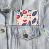 Monogramm-Personalisiertes Cherry-Leaf-Muster Button (Insitu)