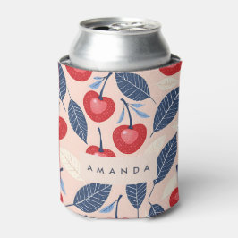 Monogramm-Personalisiertes Cherry-Leaf-Muster Dosenkühler