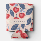 Monogramm-Personalisiertes Cherry-Leaf-Muster Dosenkühler (Rückseite)