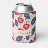 Monogramm-Personalisiertes Cherry-Leaf-Muster Dosenkühler (Kanne Rückseite)