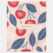 Monogramm-Personalisiertes Cherry-Leaf-Muster Fleecedecke (Vorderseite)