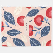 Monogramm-Personalisiertes Cherry-Leaf-Muster Fleecedecke (Vorderseite (Horizontal))