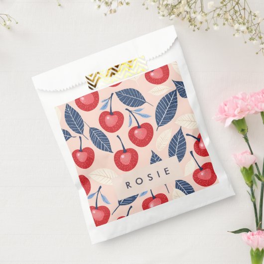 Monogramm-Personalisiertes Cherry-Leaf-Muster Geschenktütchen (Versiegelt)