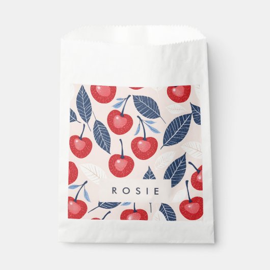 Monogramm-Personalisiertes Cherry-Leaf-Muster Geschenktütchen (Vorderseite)