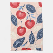 Monogramm-Personalisiertes Cherry-Leaf-Muster Geschirrtuch (Vertikal)