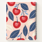 Monogramm-Personalisiertes Cherry-Leaf-Muster Notizblock (Rückseite)