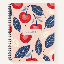 Monogramm-Personalisiertes Cherry-Leaf-Muster Notizblock