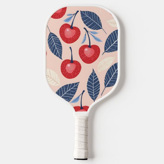 Monogramm-Personalisiertes Cherry-Leaf-Muster Pickleball Schläger (Rückseite)