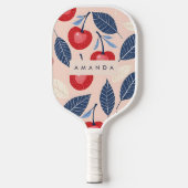 Monogramm-Personalisiertes Cherry-Leaf-Muster Pickleball Schläger (Vorderseite)