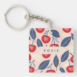 Monogramm-Personalisiertes Cherry-Leaf-Muster Schlüsselanhänger