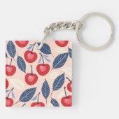 Monogramm-Personalisiertes Cherry-Leaf-Muster Schlüsselanhänger (Rückseite)