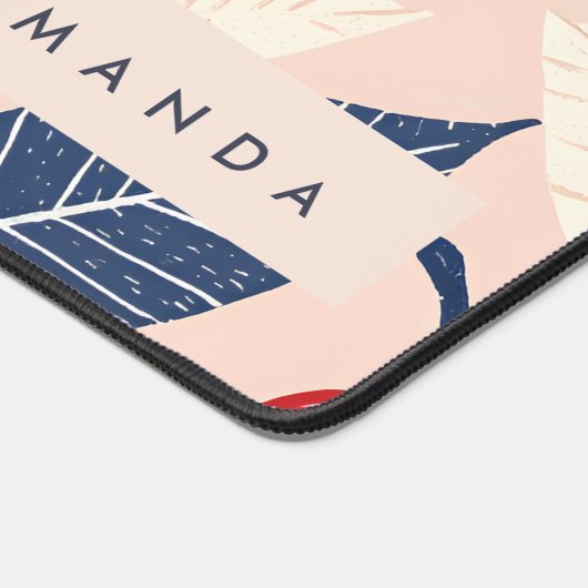 Monogramm-Personalisiertes Cherry-Leaf-Muster Schreibtischunterlage (Ecke)