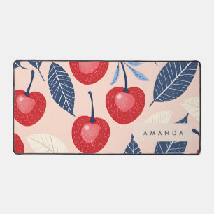 Monogramm-Personalisiertes Cherry-Leaf-Muster Schreibtischunterlage