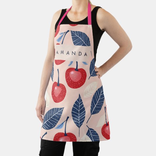 Monogramm-Personalisiertes Cherry-Leaf-Muster Schürze (InSitu)