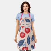 Monogramm-Personalisiertes Cherry-Leaf-Muster Schürze (Getragen)