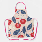Monogramm-Personalisiertes Cherry-Leaf-Muster Schürze (Vorderseite)