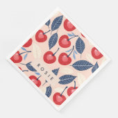 Monogramm-Personalisiertes Cherry-Leaf-Muster Serviette (Ecke)