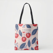 Monogramm-Personalisiertes Cherry-Leaf-Muster Tasche (Vorderseite)