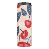 Monogramm-Personalisiertes Cherry-Leaf-Muster Thermosbecher (Rückseite)