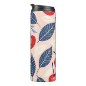 Monogramm-Personalisiertes Cherry-Leaf-Muster Thermosbecher (Nach rechts gedreht)