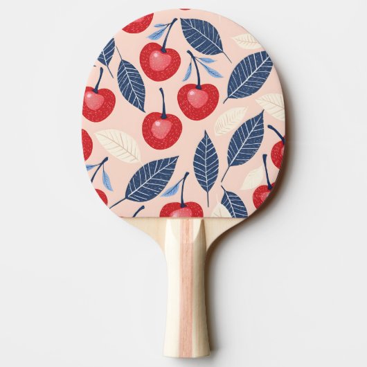Monogramm-Personalisiertes Cherry-Leaf-Muster Tischtennis Schläger (Rückseite)