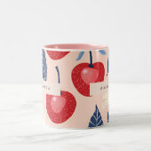 Monogramm-Personalisiertes Cherry-Leaf-Muster Zweifarbige Tasse (Mittel)