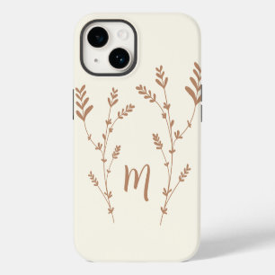 Monogramm personalisiertes chic Blätter Design bra iPhone 14 Hülle