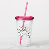 Monogramm Personalisiertes Daisy Doodle-Geschenk Acryltrinkbecher (Rückseite)