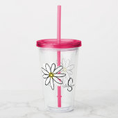 Monogramm Personalisiertes Daisy Doodle-Geschenk Acryltrinkbecher (Vorderseite)