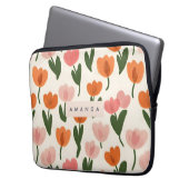 Monogramm Personalisiertes Niedliches Federmuster Laptopschutzhülle (Vorderseite Links)