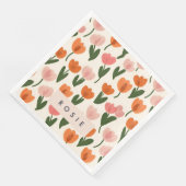 Monogramm Personalisiertes Niedliches Federmuster Serviette (Ecke)