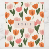 Monogramm Personalisiertes Niedliches Federmuster Weinetikett (Einzelnes Label)