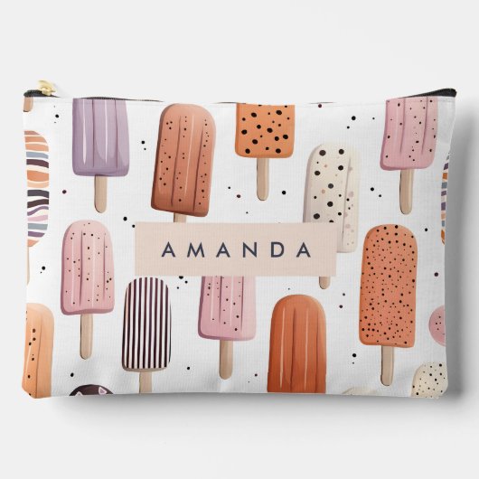 Monogramm Personalisiertes Niedliches Federmuster Zubehörtasche (Vorderseite)