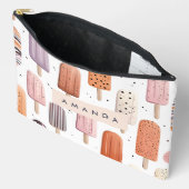 Monogramm Personalisiertes Niedliches Federmuster Zubehörtasche (Offen)