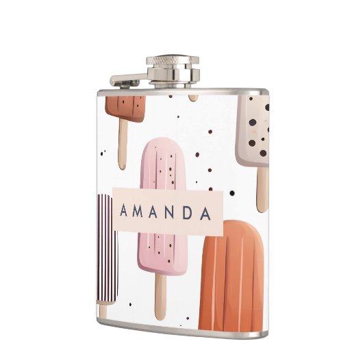 Monogramm Personalisiertes Niedliches Popsitätsmus Flachmann (Links)