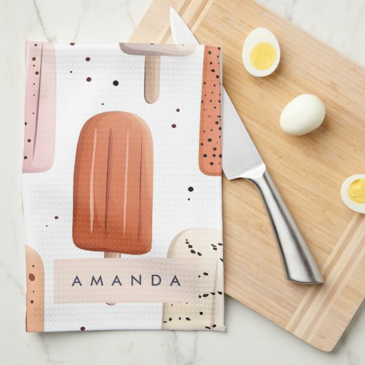 Monogramm Personalisiertes Niedliches Popsitätsmus Geschirrtuch (Viertel Falte)