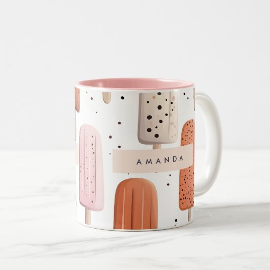 Monogramm Personalisiertes Niedliches Popsitätsmus Zweifarbige Tasse (VorderseiteRechts)